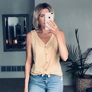 Sherbet orange tie waist tank Small
